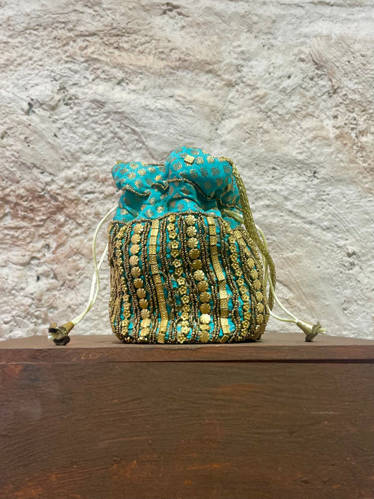 SAQUITO ABALORIOS VERDE AGUA