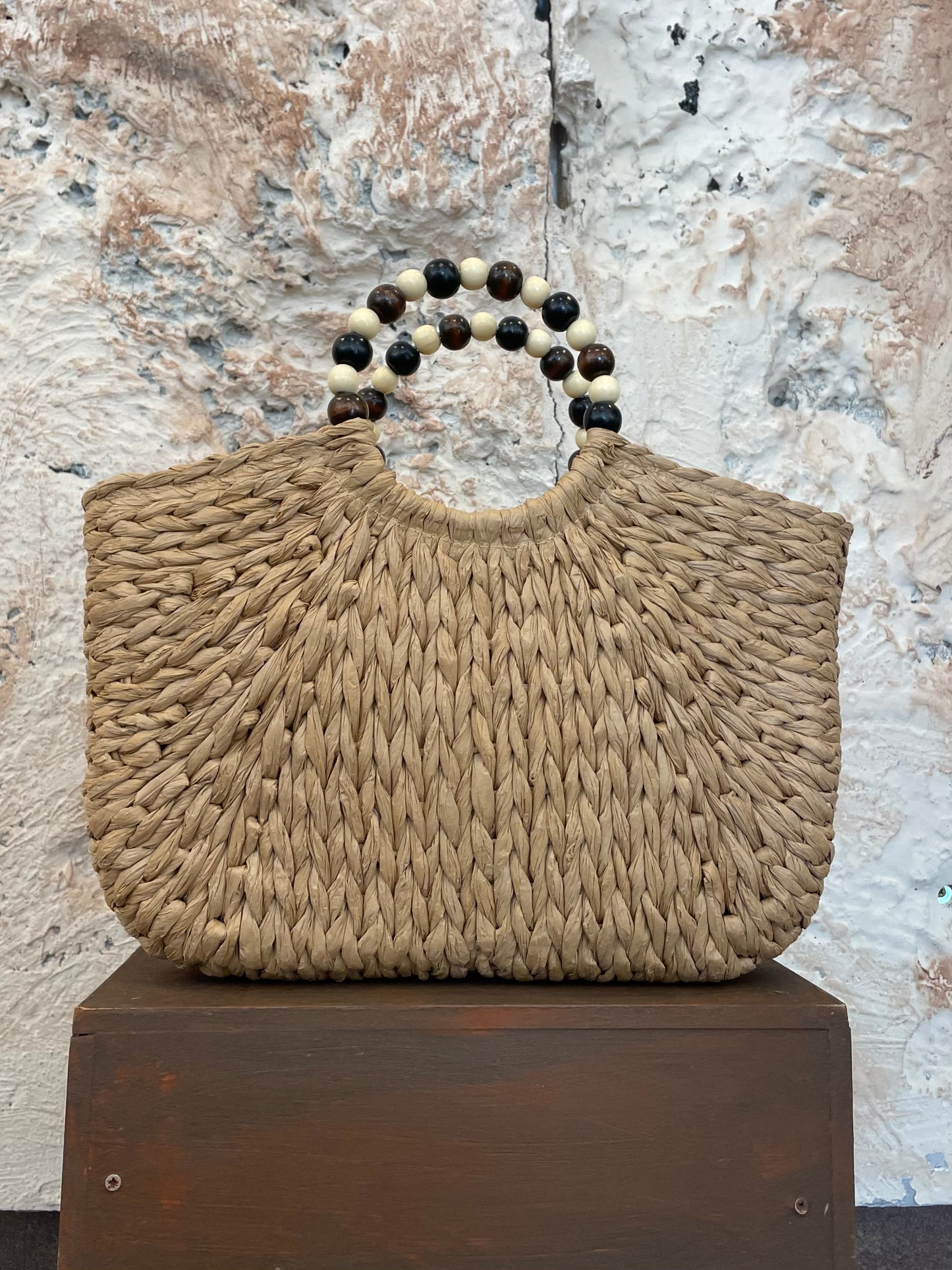 SHOPPER RAFIA ASA BOLAS BEIGE